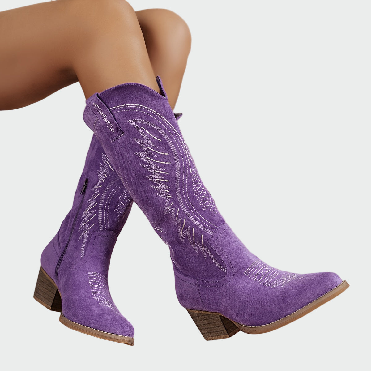 Ella - Stylové vyšívané western boty