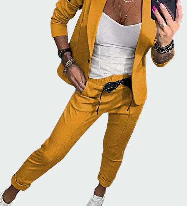 Ella - Dámský ležérní kalhotový komplet se sakem