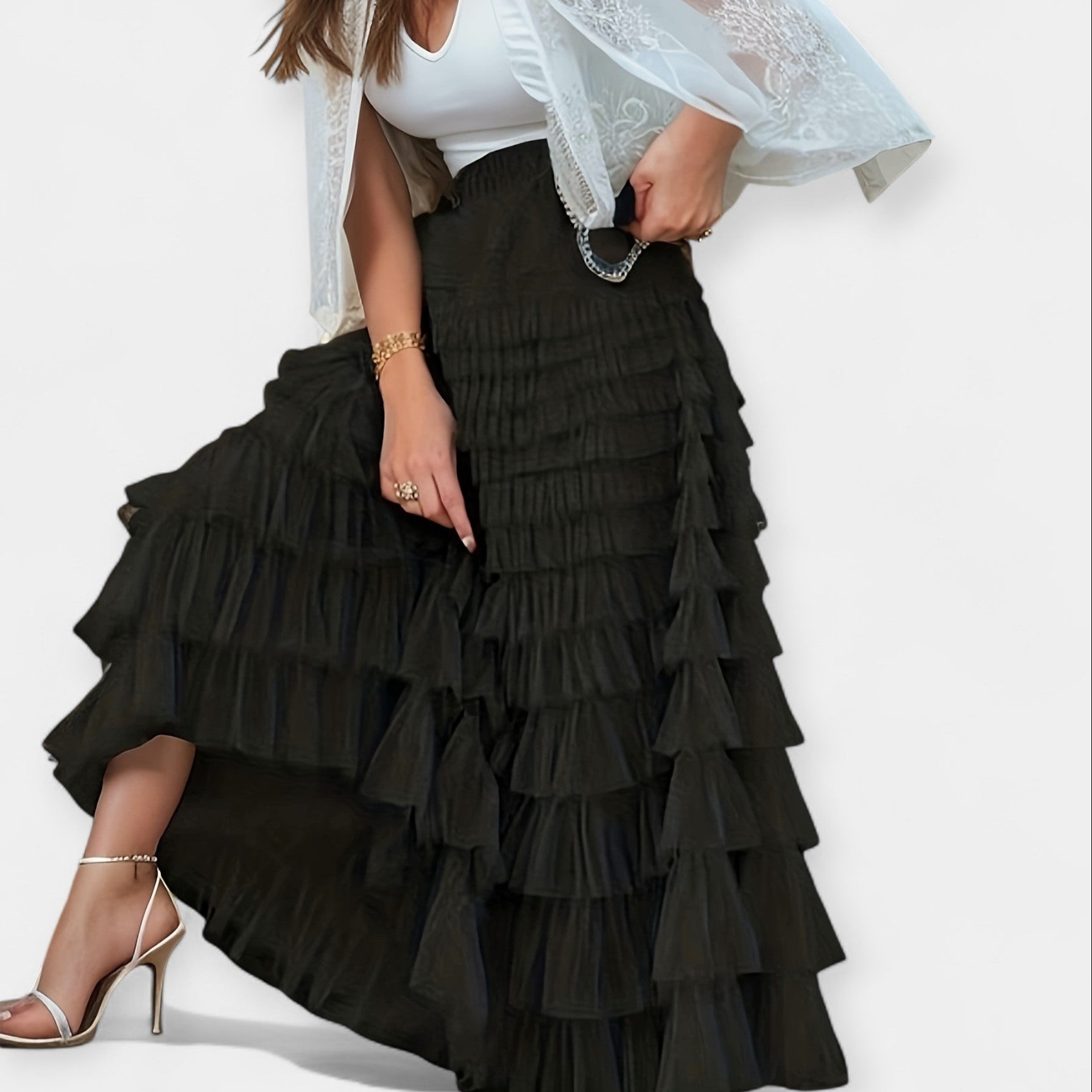 Kristýna - Elegantní Sukně s Tylovou Dekorativní Detail