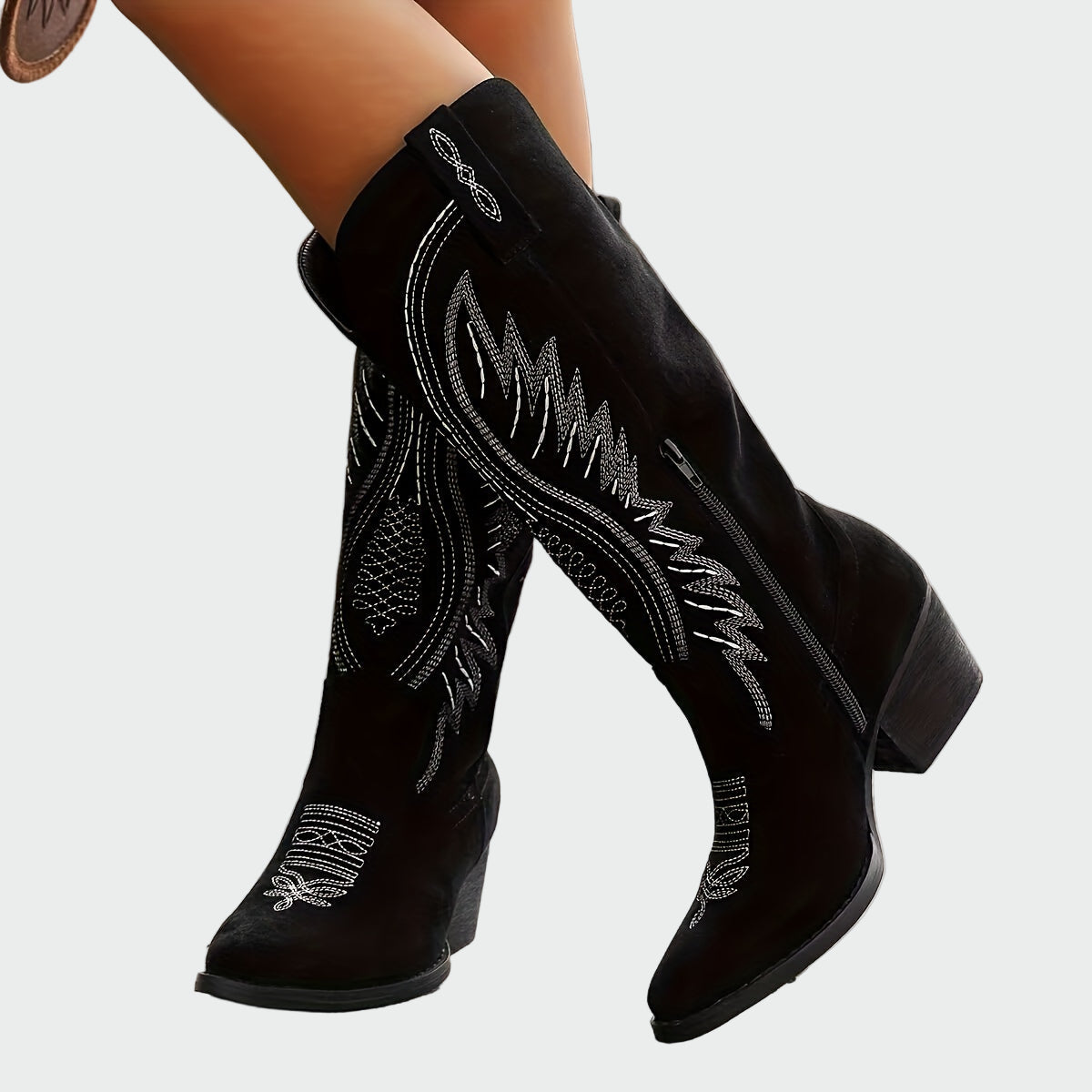 Ella - Stylové vyšívané western boty