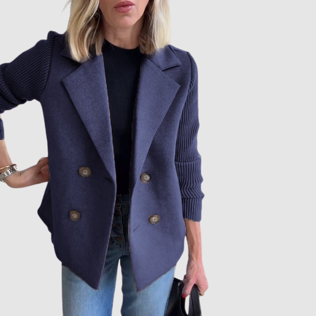 Stela - Elegantní Blazer s Pletenými Rukávy
