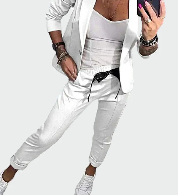 Ella - Dámský ležérní kalhotový komplet se sakem